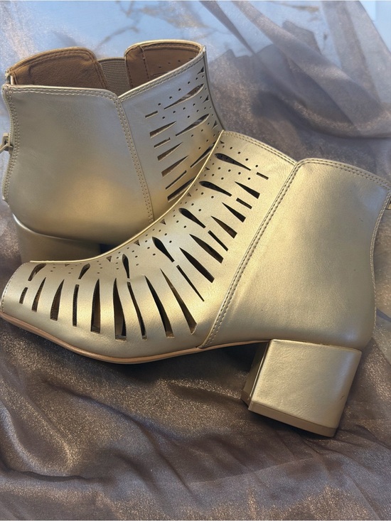 Taylor Shoes - Taylor Metallic Silver Cutout Block Heel Booties